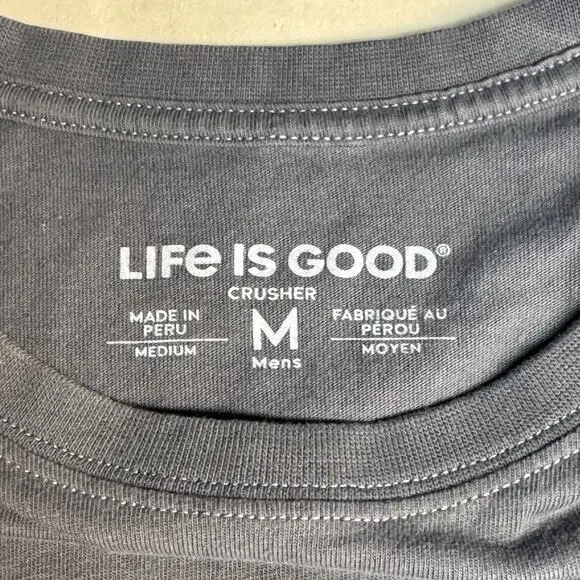 Life is Good Turtle Pix Shell Yeah T-Shirt Men M  Short Sleeve 100% Cotton Gray - Picture 4 of 5